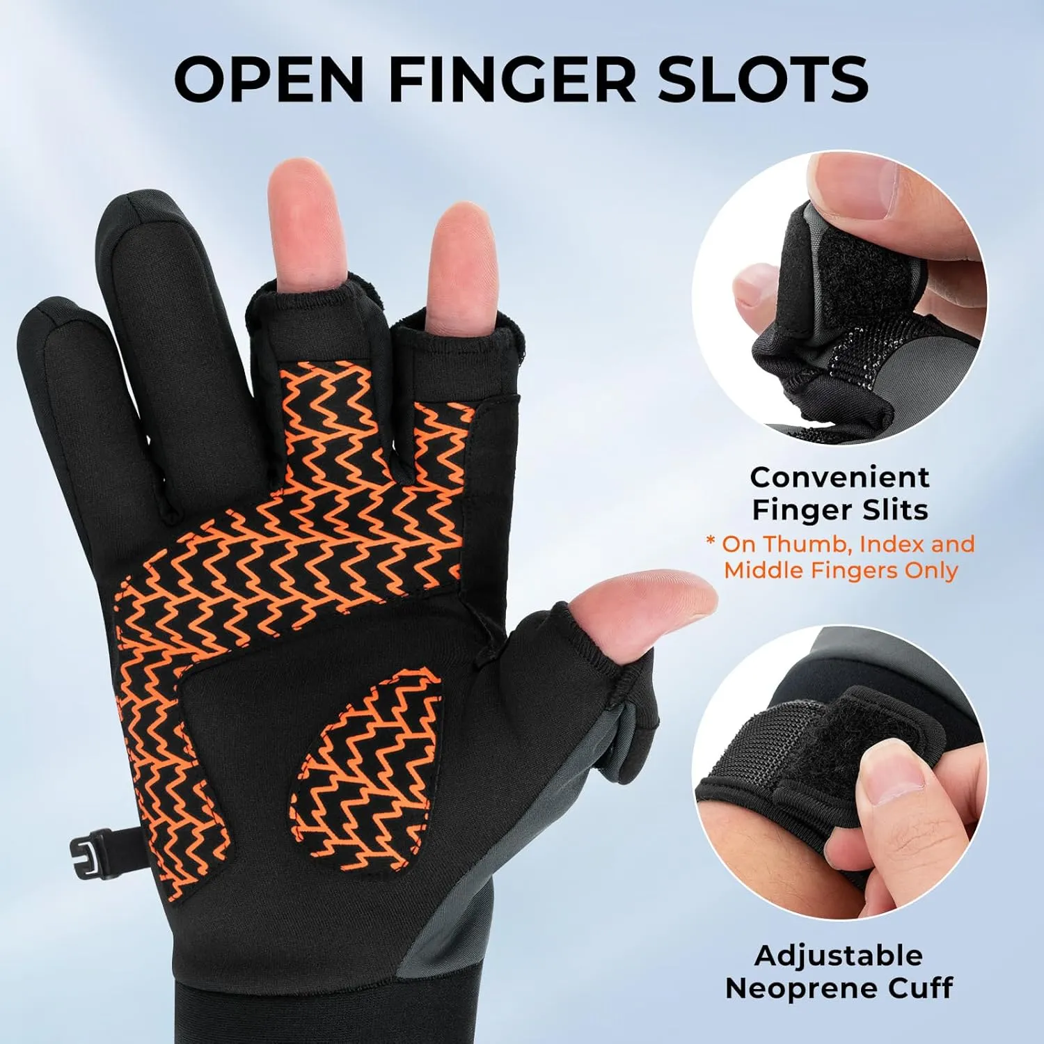 KastKing Mountain Mist Cold Winter Weather Fishing Gloves for Men and Women - Ideal for Ice Fishing, Photography, or Hunting