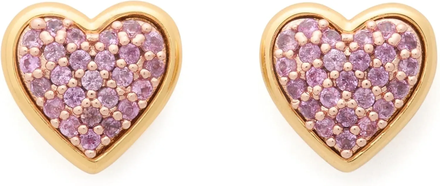 kate spade new york Heart Pave Studs, Pink/Gold