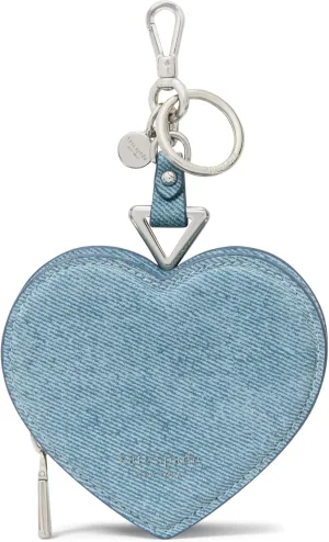 kate spade new york LIV Denim Suede Heart Coin Purse, Blue Multi