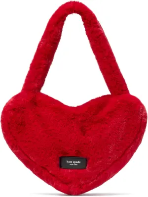 kate spade new york Luver Faux Fur Heart Tote, Cherry Rouge