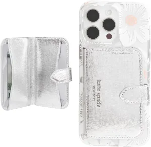 kate spade new york Morgan Magnetic Phone Wallet/Card Holder - Compatible with MagSafe Phones and Cases - Metallic Silver