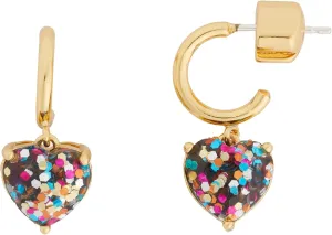 Kate Spade New York® My Love Heart Huggies – Drop Earrings for Women – Push Back Closure – Dust Bag Included