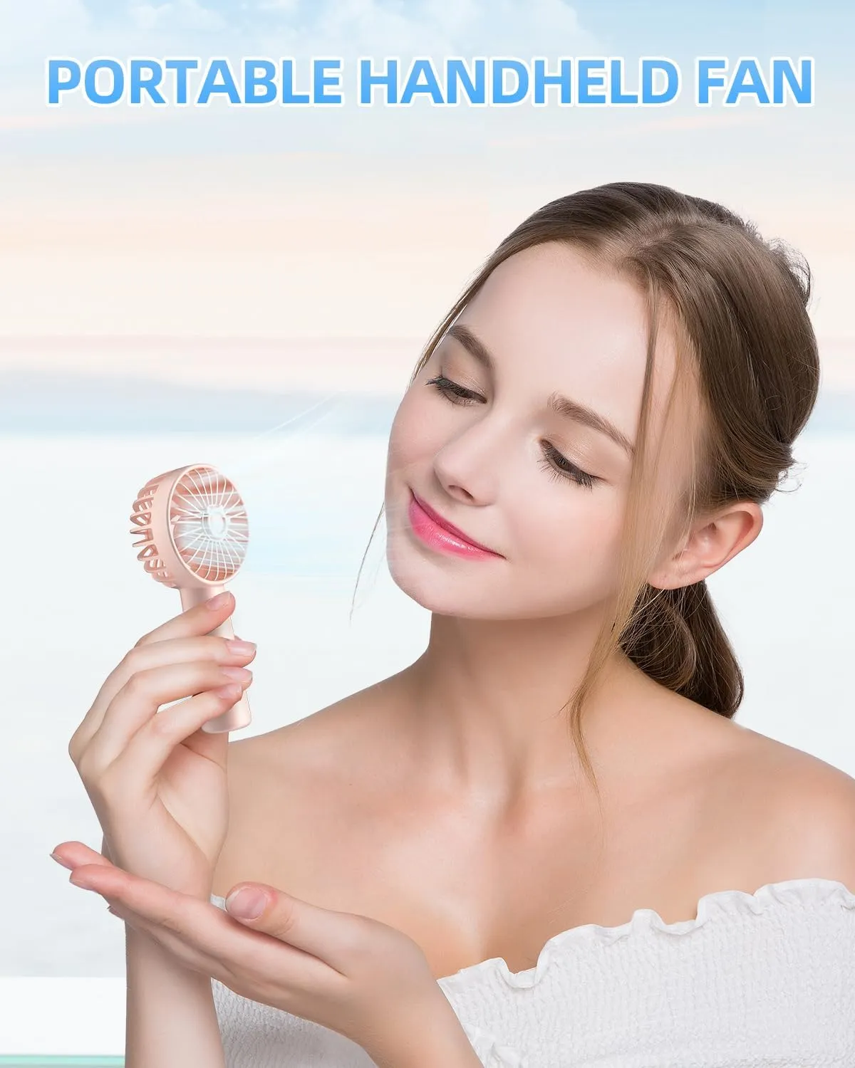 KIDEE Portable Mini Handheld Fan 2 Pack with 3 Speeds, Battery Powered Personal Hand Fans USB Rechargeable for Travel, Small Lash Fan for Women Girls, Pink