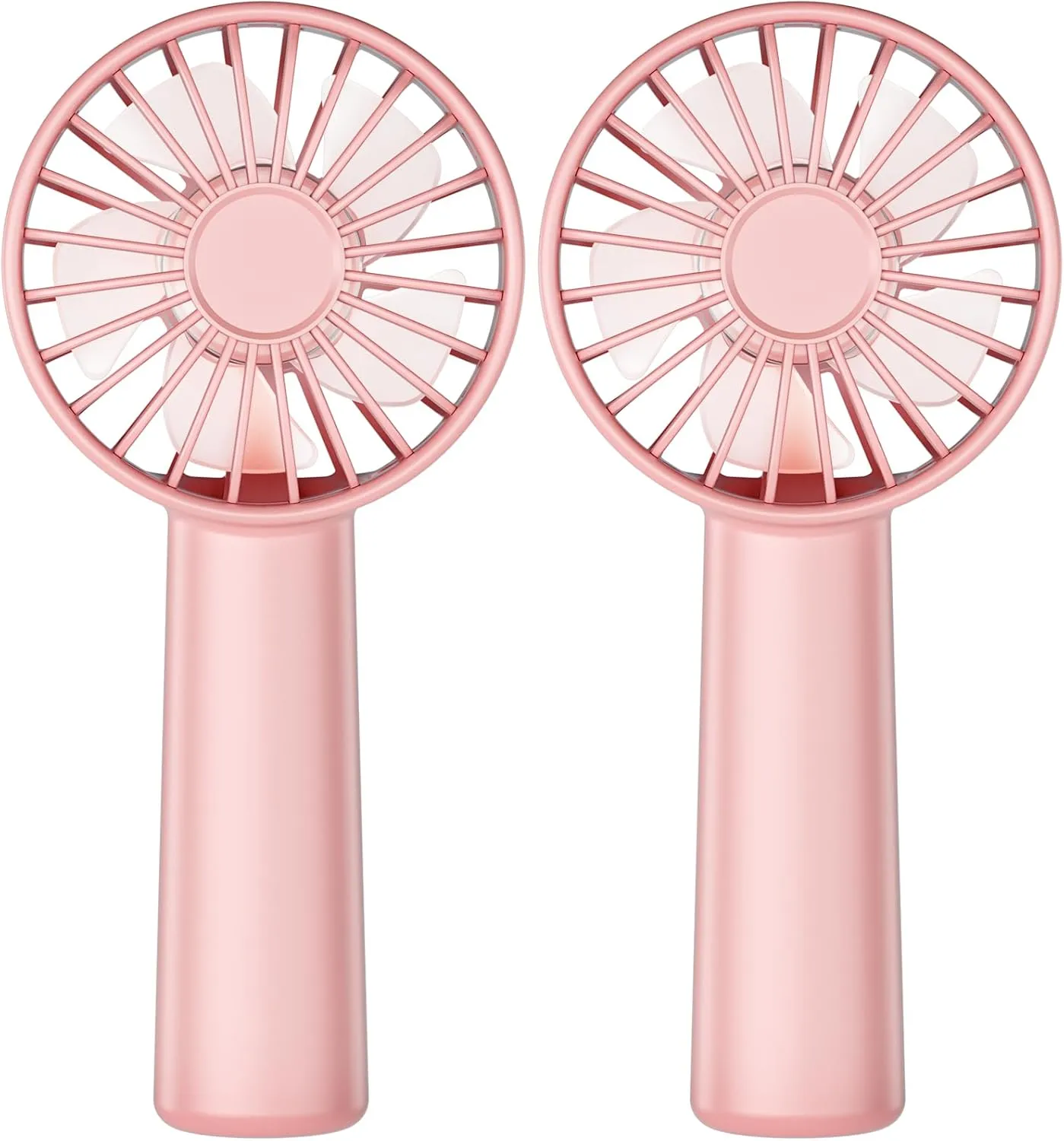 KIDEE Portable Mini Handheld Fan 2 Pack with 3 Speeds, Battery Powered Personal Hand Fans USB Rechargeable for Travel, Small Lash Fan for Women Girls, Pink