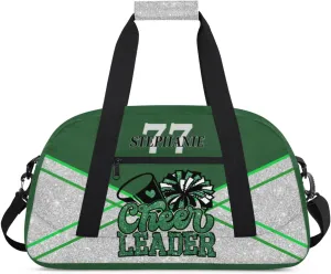 Kids Duffle Bag Personalized Gym Bag Overnight Bags, Ideal for Travel and Sports, Suitable for Men Women for Gym, Dance, Yoga, Durable Waterproof Sport Overnight Handbags Cheerleader Green
