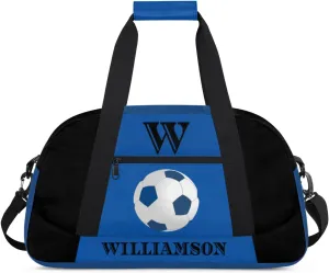Kids Duffle Bag Personalized Gym Bag Overnight Bags, Ideal for Travel and Sports, Suitable for Men Women for Gym, Dance, Yoga, Durable Waterproof Sport Overnight Handbags Football Blue