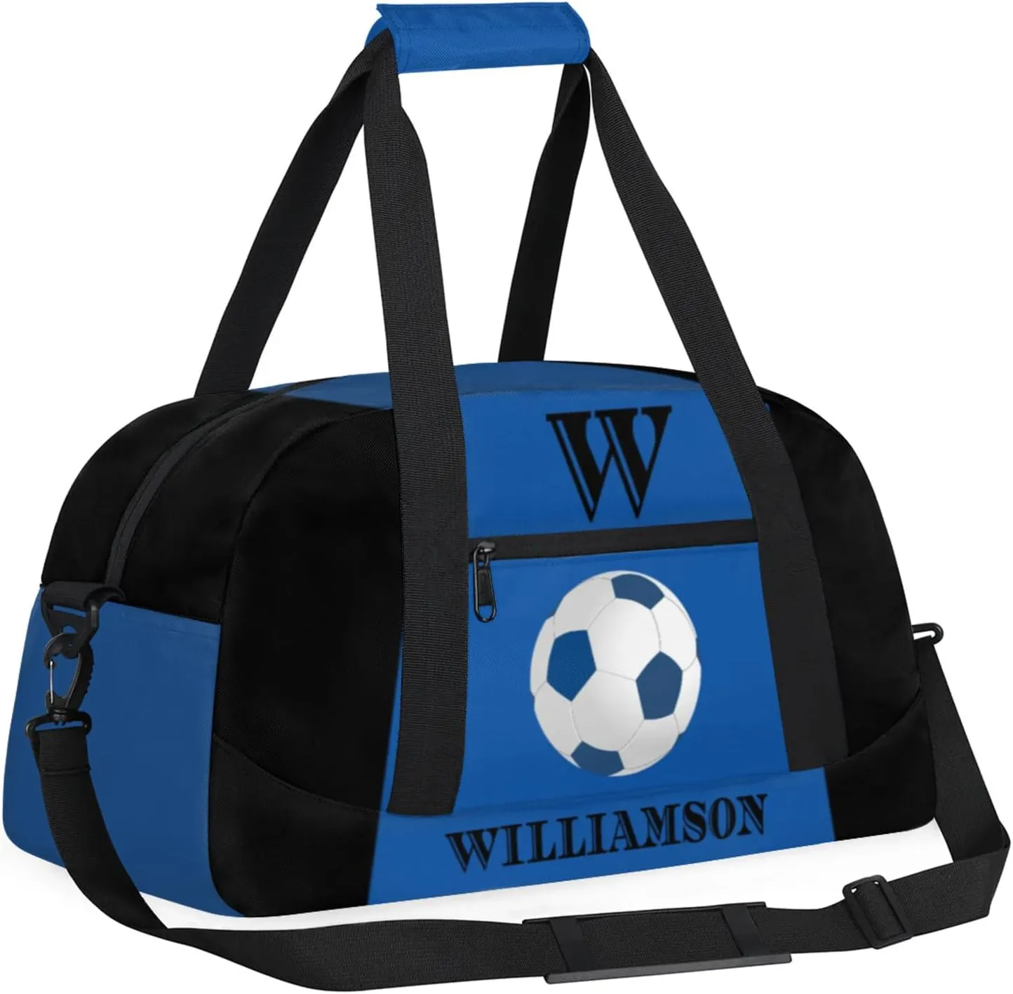 Kids Duffle Bag Personalized Gym Bag Overnight Bags, Ideal for Travel and Sports, Suitable for Men Women for Gym, Dance, Yoga, Durable Waterproof Sport Overnight Handbags Football Blue