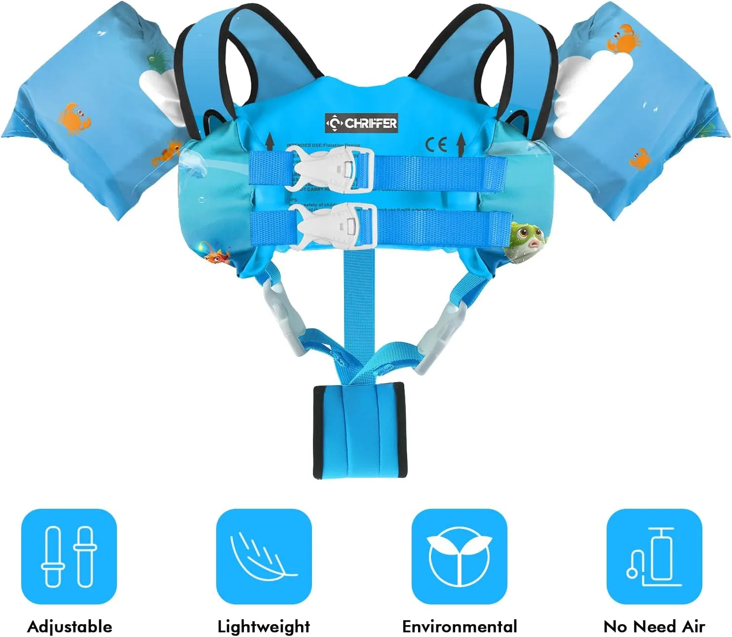 Kids Swim Vest Life Jacket for 22-66 Pounds Boys and Girls, Toddler Floaties with Shoulder Harness Arm Wings for 2,3,4,5,6,7 Years Old Baby
