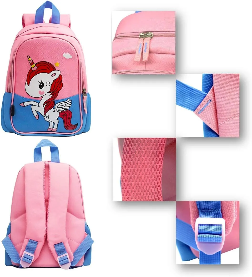 Kids Toddler Preschool Travel Backpack Cute Cartoon Daypack (Unicorn Blue and Pink)