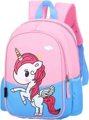 Kids Toddler Preschool Travel Backpack Cute Cartoon Daypack (Unicorn Blue and Pink)