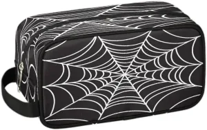 Kids Travel Toiletry Bag for Boys, Black Spider Web Waterproof Hanging Dopp Kit Wash Bag with Large Capacity for Travel, Sports, Shower