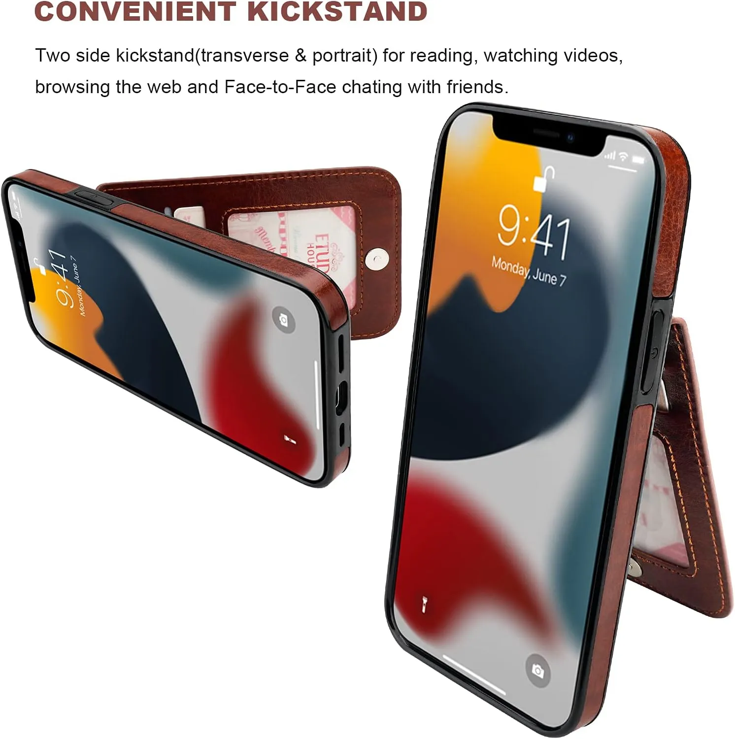 KIHUWEY Compatible with iPhone 13 Pro Max Case Wallet with Credit Card Holder, Premium Leather Magnetic Clasp Kickstand Heavy Duty Protective Cover for iPhone 13 Pro Max 6.7 Inch(Brown)