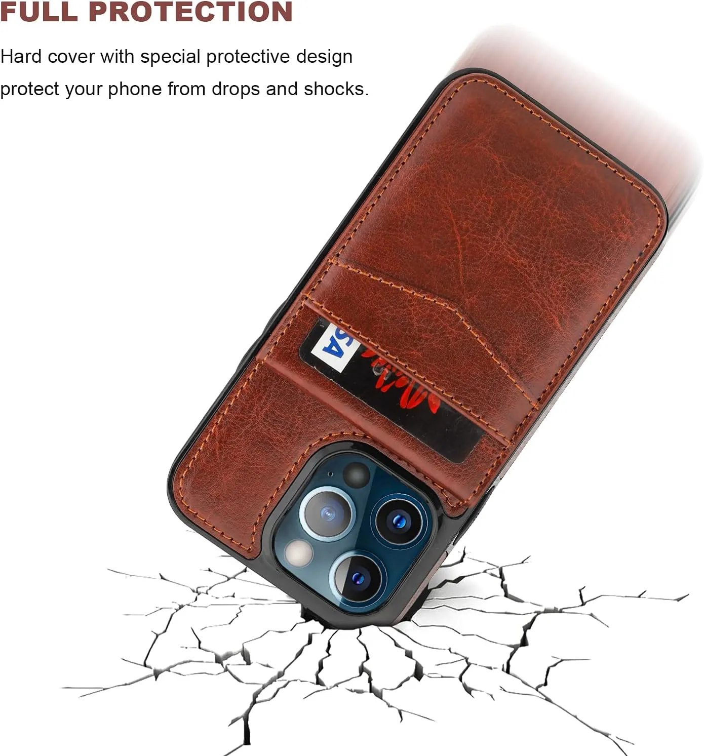KIHUWEY Compatible with iPhone 13 Pro Max Case Wallet with Credit Card Holder, Premium Leather Magnetic Clasp Kickstand Heavy Duty Protective Cover for iPhone 13 Pro Max 6.7 Inch(Brown)