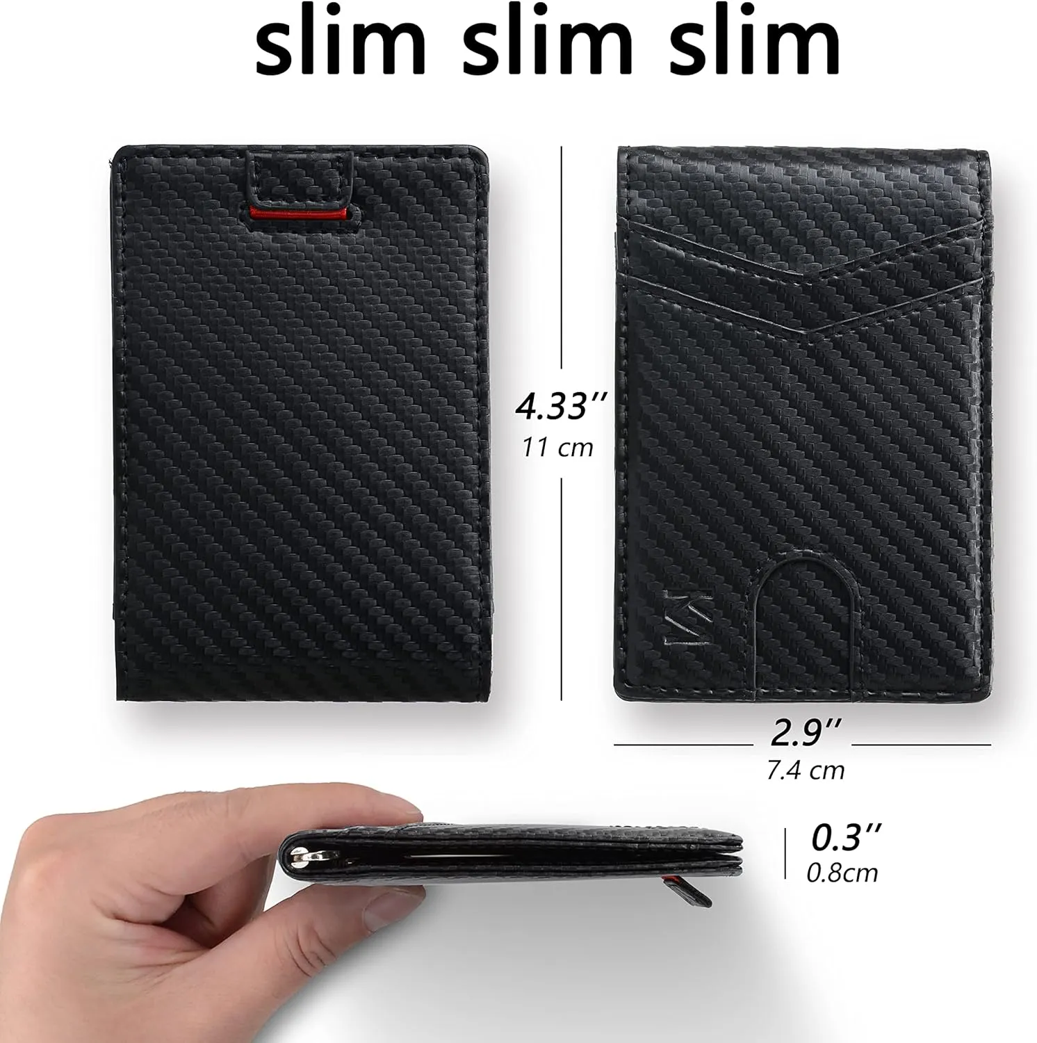 KM Legend RFID Blocking Leather Money Clip Wallet for Men - Slim Bifold Front Pocket Credit Card Holder with Secure Clip