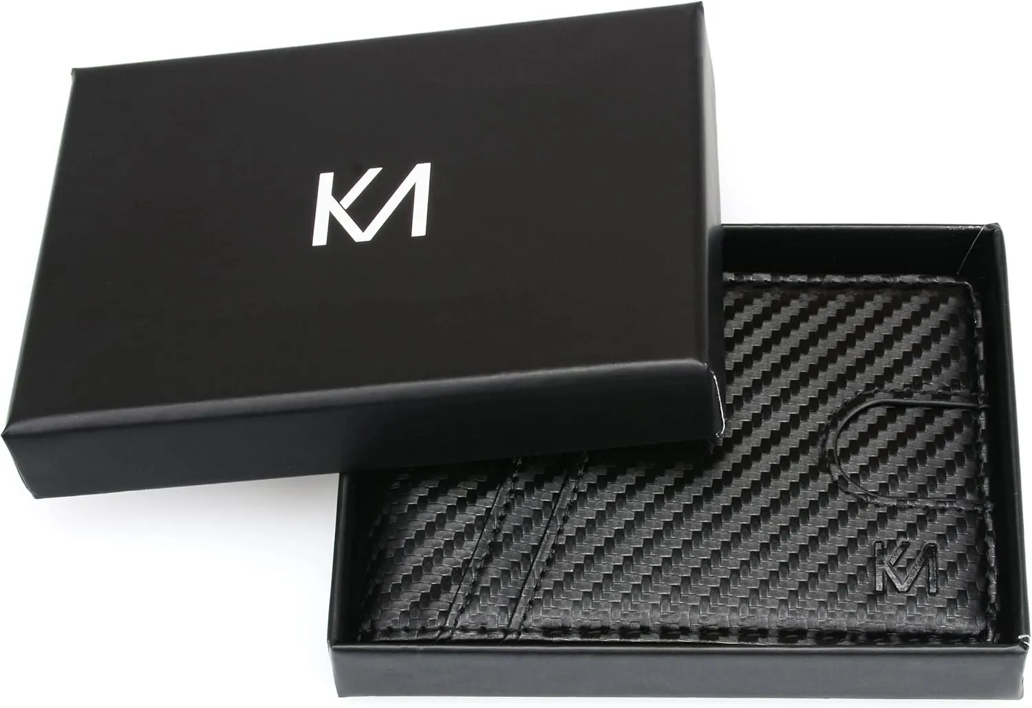 KM Legend RFID Blocking Leather Money Clip Wallet for Men - Slim Bifold Front Pocket Credit Card Holder with Secure Clip