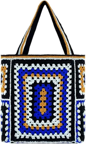 Knitted Shouder Bags for Women Crochet Handbag Colorful Summer Totes Oversized Woven Top Handle Purse