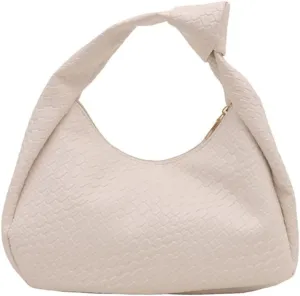Knoted Top Handle Woven Tote Bag Leather Woven Crescent Handbag Woven Hobo Dumpling Bag Woven Handbag and Purse
