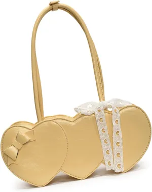 Korean Styles Heart Shoulder Bag Fashion Ladies Handbag PU Leather Underarm Bag Armpit Purse for Various Occasion