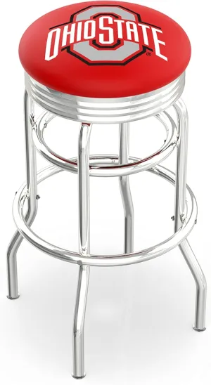 L7C3C Ohio State 25" Double-Ring Swivel Counter Stool with Chrome Finish