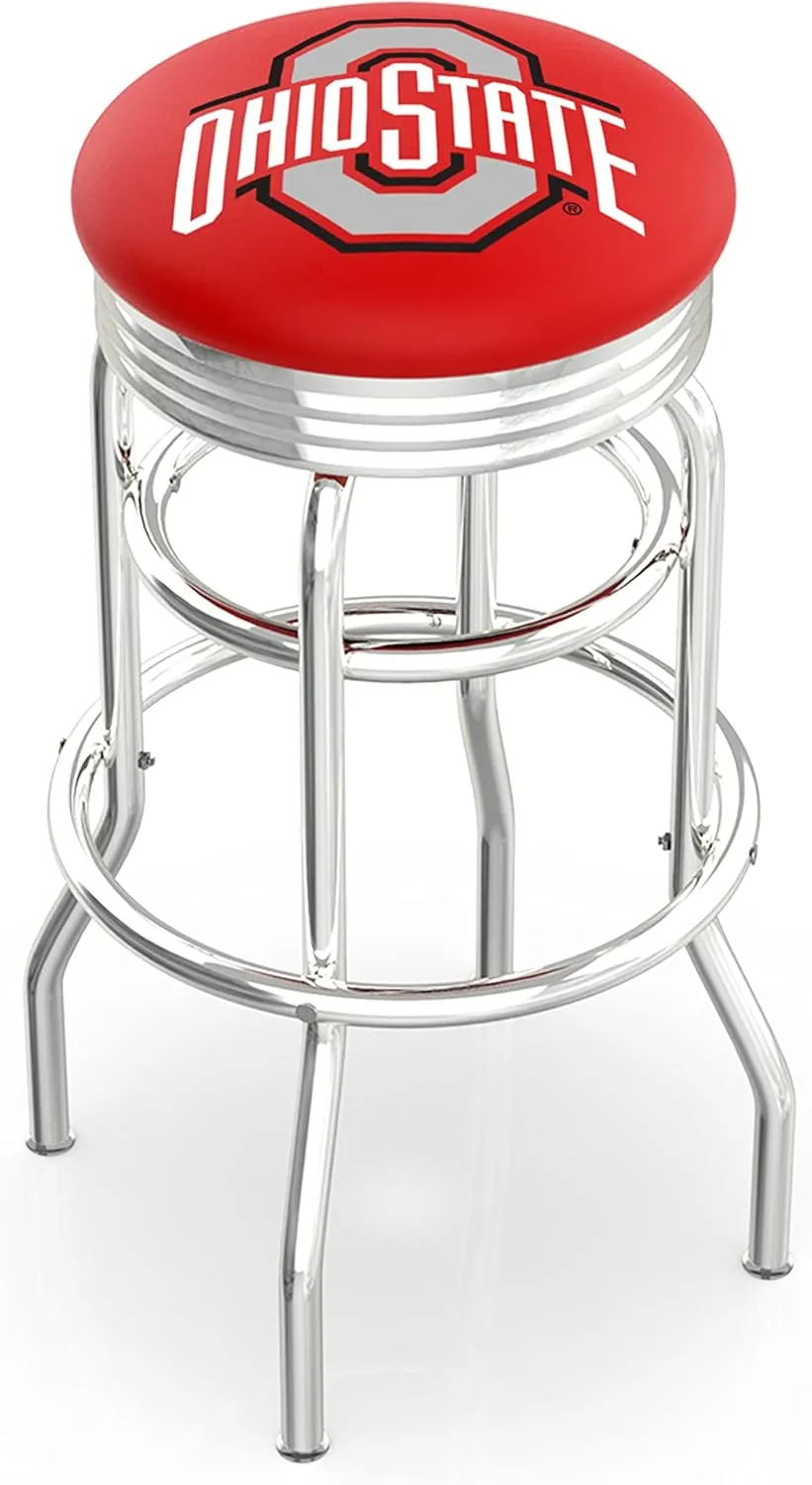 L7C3C Ohio State 25" Double-Ring Swivel Counter Stool with Chrome Finish