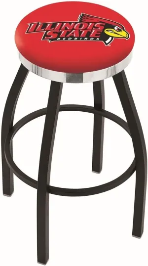 L8B2C Illinois State 36" Swivel Bar Stool with a Black Wrinkle and Chrome Finish