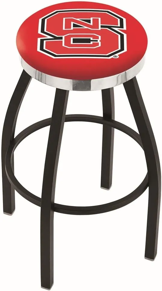 L8B2C North Carolina State 30" Swivel Bar Stool with a Black Wrinkle and Chrome Finish