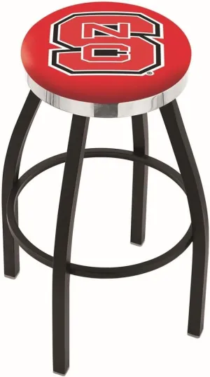 L8B2C North Carolina State 30" Swivel Bar Stool with a Black Wrinkle and Chrome Finish
