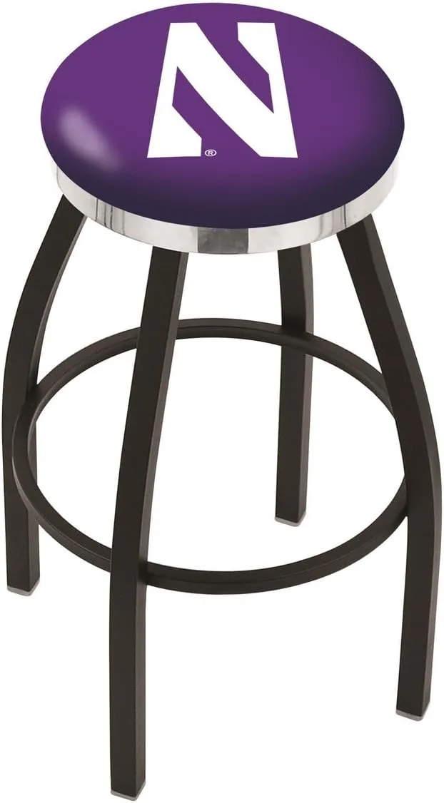 L8B2C Northwestern 36" Swivel Bar Stool with a Black Wrinkle and Chrome Finish