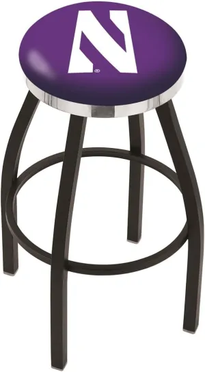 L8B2C Northwestern 36" Swivel Bar Stool with a Black Wrinkle and Chrome Finish