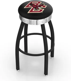 L8B3C Boston College 25" Swivel Counter Stool with a Black Wrinkle and Chrome Finish
