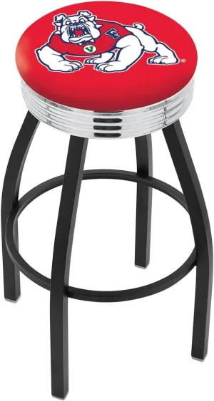 L8B3C Fresno State 25" Swivel Counter Stool with a Black Wrinkle and Chrome Finish