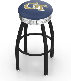 L8B3C Georgia Tech 25" Swivel Counter Stool with a Black Wrinkle and Chrome Finish