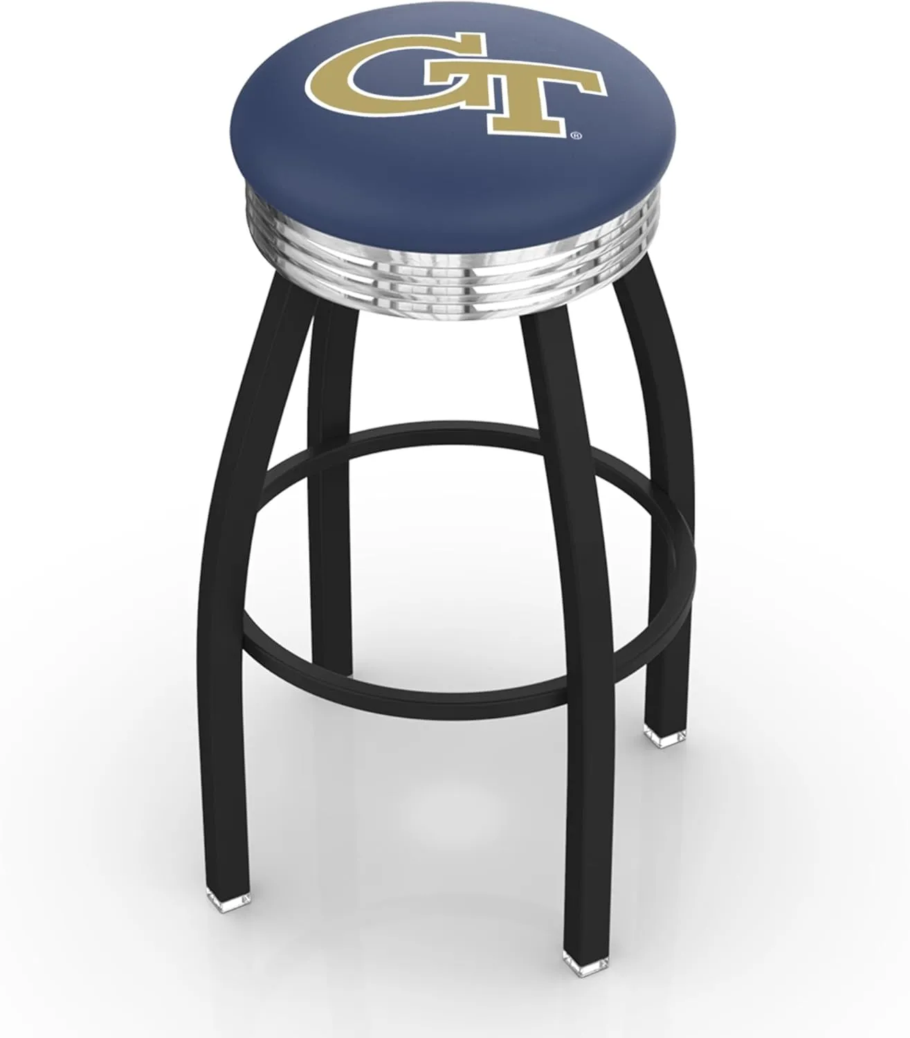 L8B3C Georgia Tech 25" Swivel Counter Stool with a Black Wrinkle and Chrome Finish