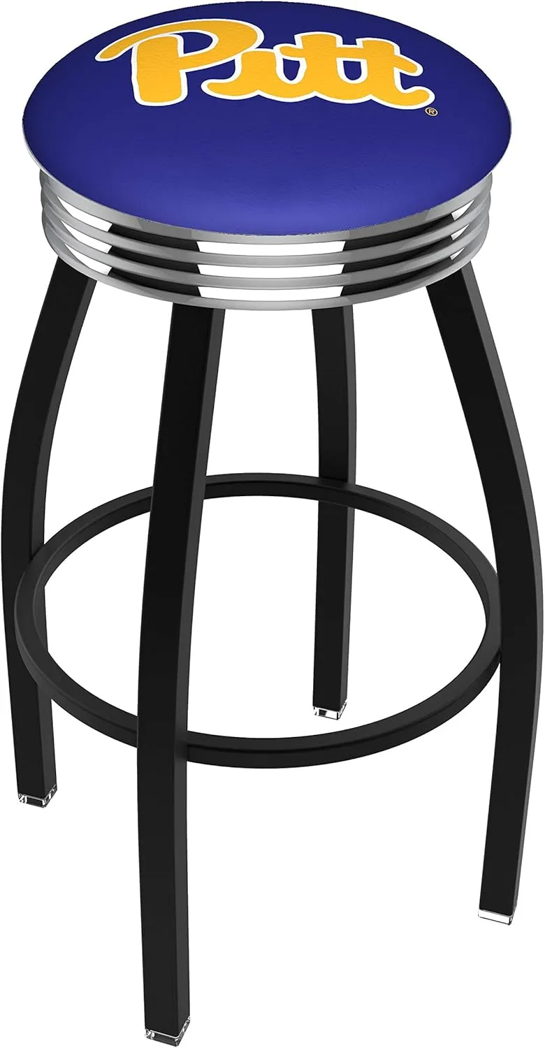 L8B3C Pitt 25" Swivel Counter Stool with a Black Wrinkle and Chrome Finish