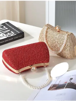 Lace Bag Pearl Handheld Hanfu Antique Handheld Shoulder Crossbody Cheongsam Banquet Bag