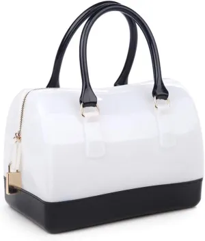 Ladies Summer Jelly Pillow-shaped Top Handle Handbag Candy Color Transparent Crystal Purse