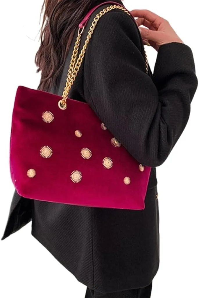 Lady Shoulder Bag Velvet Shoulder Purse Bag Handbag Women Clutch Bag Phone Wallet Purse Velvet Shoulder Bag Handbag