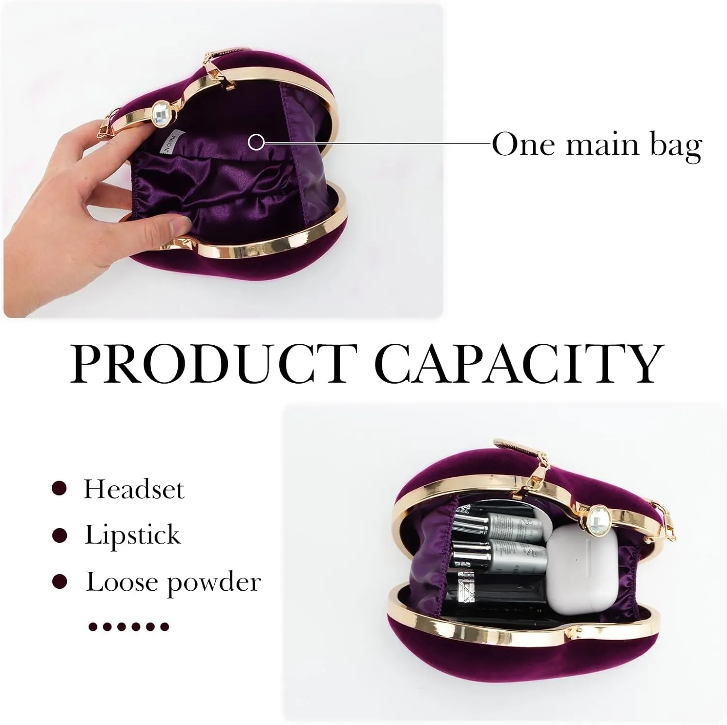 Lanpet Women Heart Shaped Evening Bag Mini Clutch Purse Chain Strap Shoulder Bag Handbag for Wedding Cocktail Party …