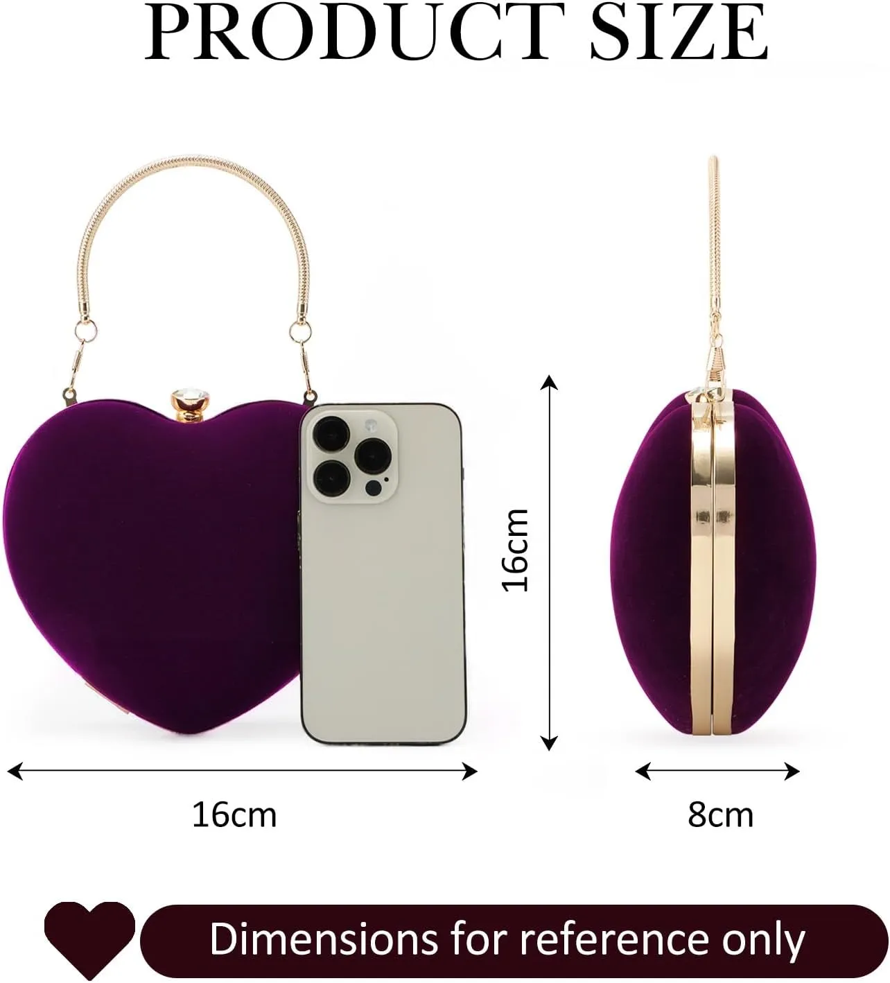 Lanpet Women Heart Shaped Evening Bag Mini Clutch Purse Chain Strap Shoulder Bag Handbag for Wedding Cocktail Party …
