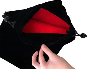 Large Black Velvet Drawstring Pouch, Red Velvet Lining Inside, 9 x 11.4 inches. Great Bag for Organizing and Storage at Home or When Traveling. Great for Gifts, Makeup, Jewelry, Game Accessories