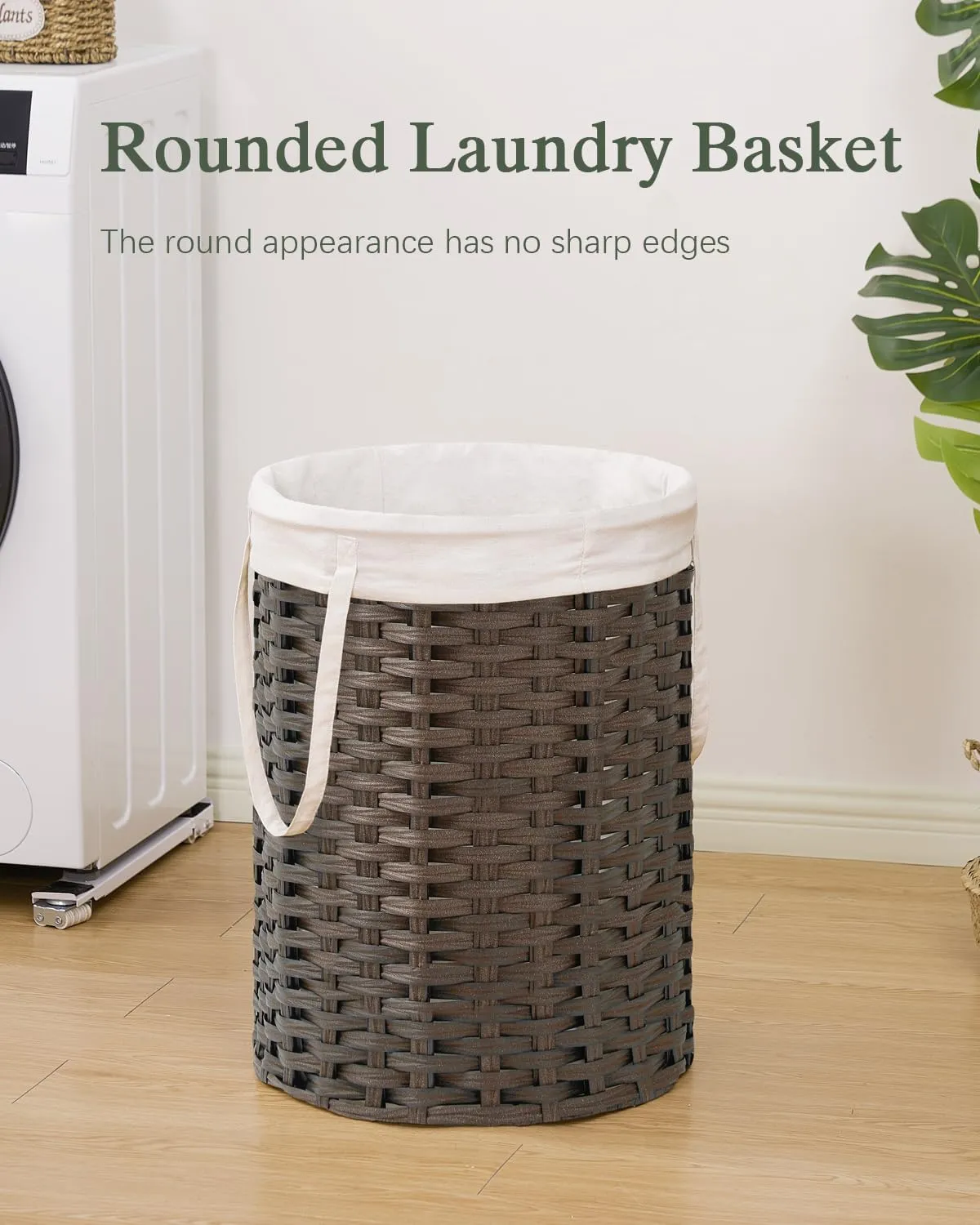 Laundry Hamper Laundry Basket Round 19.0 Gal (72 L) Handwoven Rattan Laundry Basket, Large Wicker Laundry Hamper with Removable Laundry Bag Handles 2 Mesh Bags for Bathroom Living Room Brown