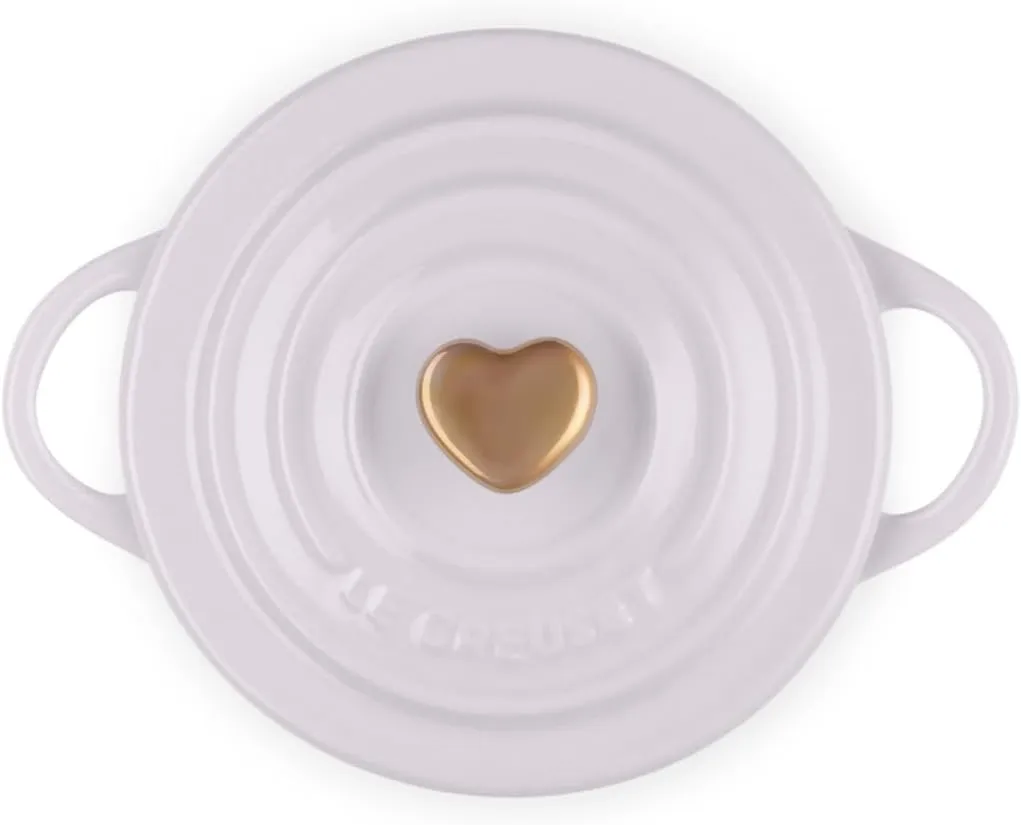 Le Creuset Stoneware Mini Round Cocotte, 8oz., Shallot with Gold Heart Knob