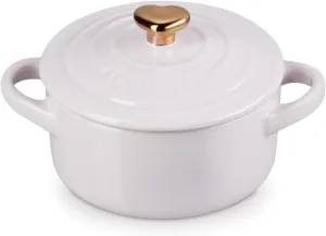 Le Creuset Stoneware Mini Round Cocotte, 8oz., Shallot with Gold Heart Knob