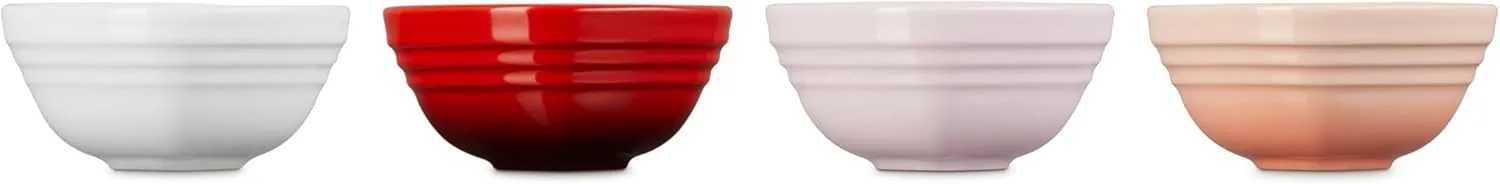 Le Creuset Stoneware Set Of 4 Mini Heart Pinch Bowl, Multi Color