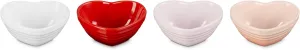 Le Creuset Stoneware Set Of 4 Mini Heart Pinch Bowl, Multi Color