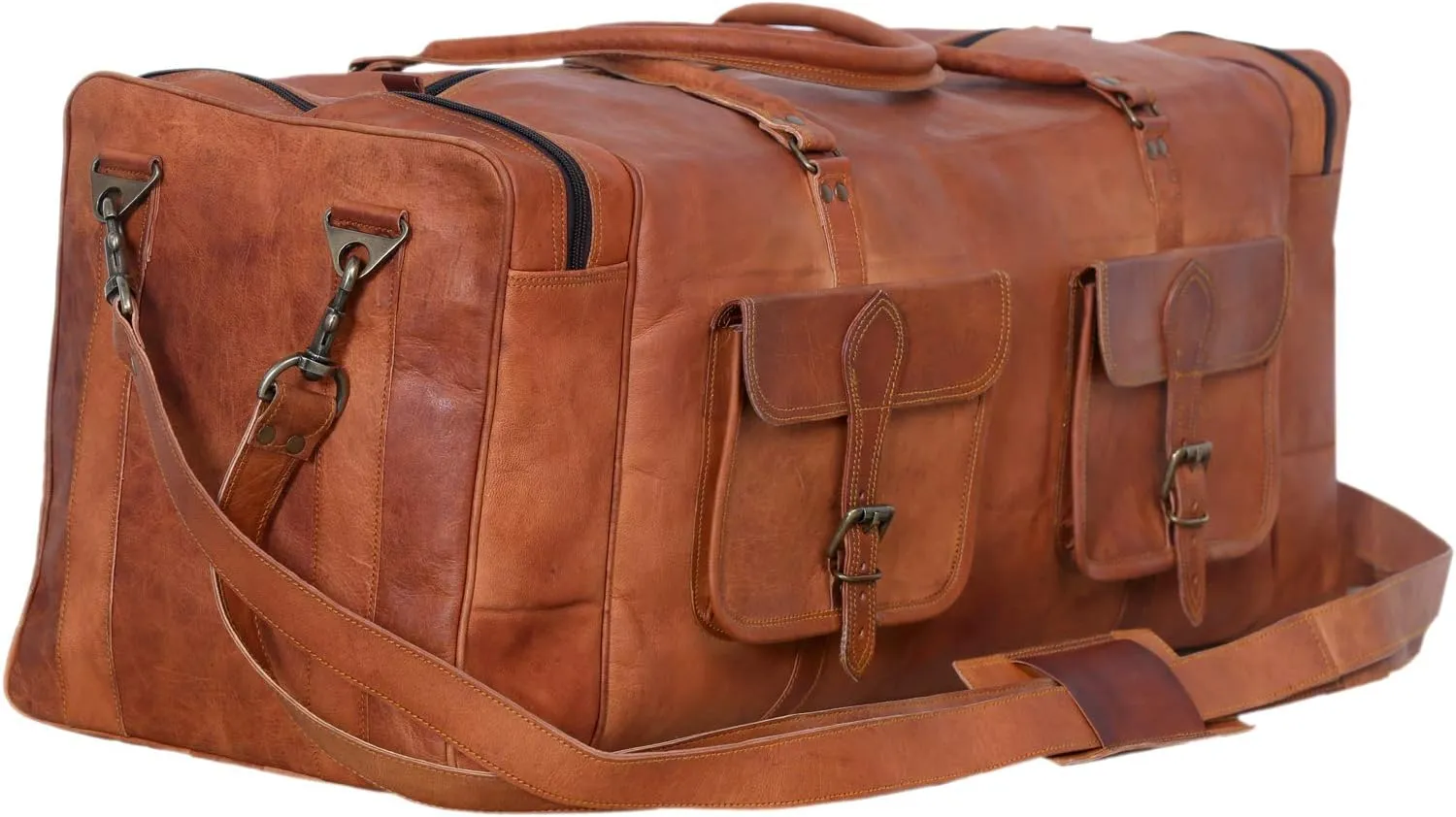 Leather Duffel Bag 32 inch Large Travel Bag Gym Sports Overnight Weekender Bag by Komal s Passion Leather (30 inch)