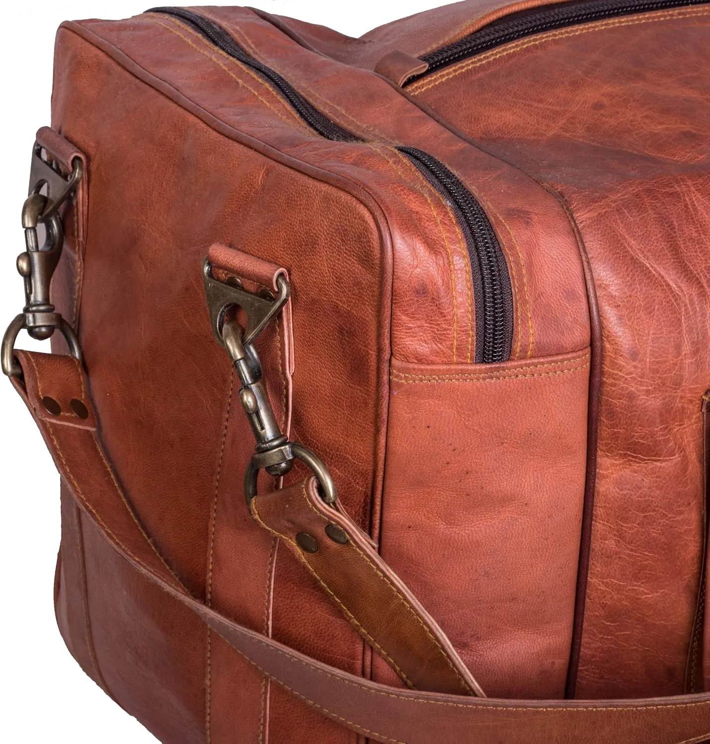 Leather Duffel Bag 32 inch Large Travel Bag Gym Sports Overnight Weekender Bag by Komal s Passion Leather (30 inch)
