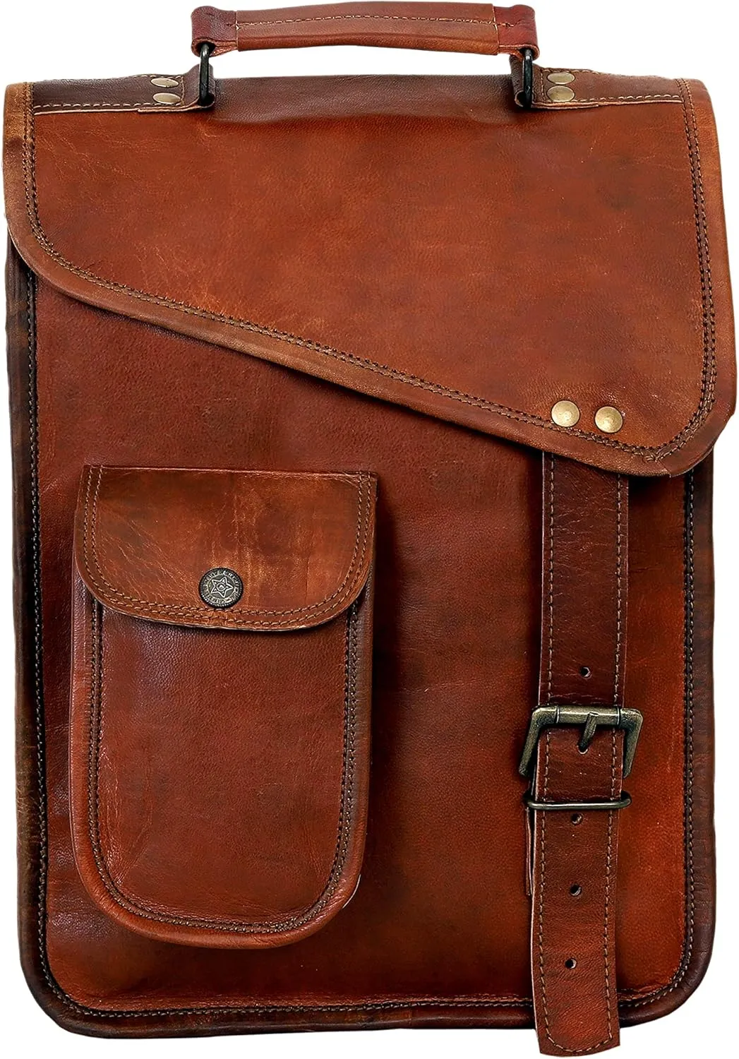 Leather Satchel Tablet Bag Laptop Case Office Briefcase Messenger Gift for Men Computer Distressed Shoulder Bag
