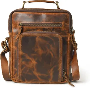 Leather Small Messenger Bag For Men, Leather Mens Purse Bag Vintage Shoulder Bag, Man Purse Crossbody Bags for Work