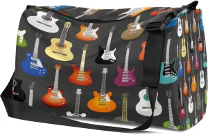 Leather Sport Gym Bag A Wealth Of Musical Instruments Weekender Bag for Women and Men Carry On Bag Colored Guitar Travel Duffel Bag